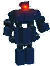 a pixel art of a robot with a red light on his head .