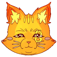 a cartoon drawing of a cat with a bitcoin symbol on its forehead