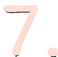 a pink number 7 on a white background with a shadow