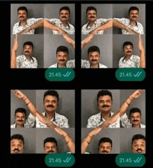 a collage of four photos of a man with his arms outstretched .