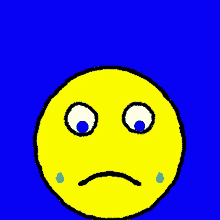 a yellow smiley face with tears on it 's face