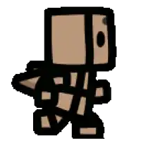 a pixel art of a person with a box on their head