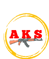 a drawing of a gun with the word aks in red