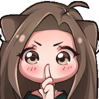 a cartoon of a girl with a cat ear holding her finger to her lips