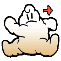 a cartoon drawing of a cloud with an arrow pointing up