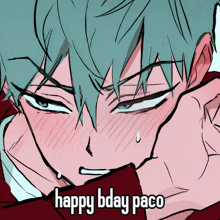 a drawing of a boy with the words happy bday paco written below it