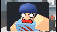 a cartoon character with a blue hat and a blue shirt