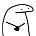 a black and white drawing of a cartoon character with a clock on his neck .