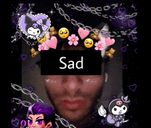 a picture of a man with the word sad on the bottom