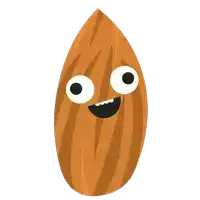 a cartoon illustration of an almond with a face