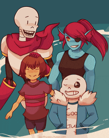 a drawing of a group of cartoon characters including sans and papyrus