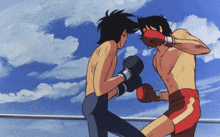 a cartoon of two men in boxing gloves fighting