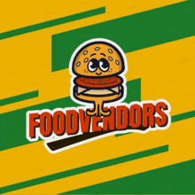 a logo for foodvendors with a cartoon hamburger