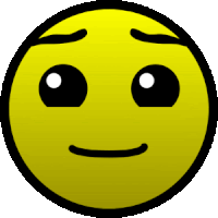 a yellow smiley face with black eyebrows and a smile on it