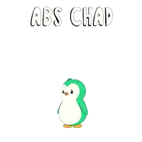 a cartoon of a penguin flexing his muscles with the words giga chad above him