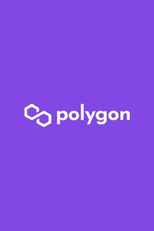 a purple background with a white polygon logo