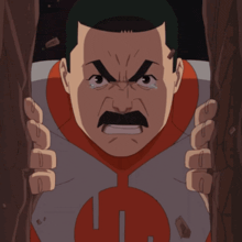a cartoon of a man with a mustache and a y on his chest