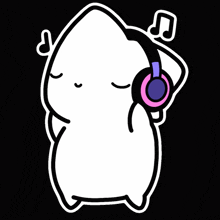 a cartoon character is wearing headphones and dancing