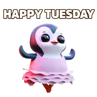 a happy tuesday greeting with a cartoon character in a tutu