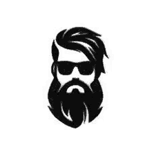 a man with a beard and sunglasses is wearing a silhouette of a bearded man .