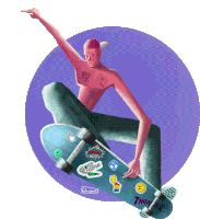 a man with a tattoo on his chest is riding a skateboard