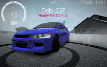 a blue car is ready for a combo in a racing game