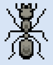 a pixel art of an ant with a crown on its head