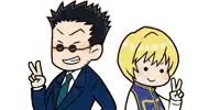 a man in a suit and tie and a boy in a blue jacket are giving a peace sign