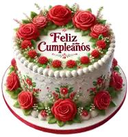 a birthday cake with red roses and the words feliz cumpleanos