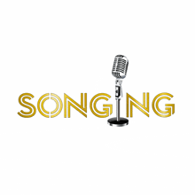 a logo for singing with a microphone in the center