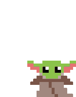 a pixel art drawing of a baby yoda from star wars .