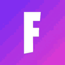 a white letter f is on a purple and pink background .