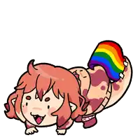 a cartoon drawing of a girl with a rainbow tail