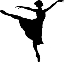 a silhouette of a ballerina dancing on a white background