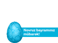 a blue easter egg with the words novruz bayraminiz mubarak on the bottom