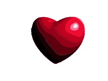 a red heart on a white background with a shadow on it