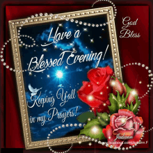 a greeting card that says have a blessed evening