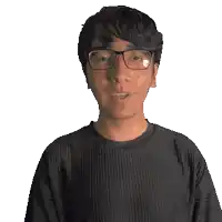 a young man wearing glasses and a black shirt that says seth