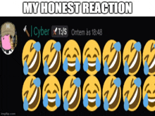 a bunch of smiley faces with tears coming out of them and the words my honest reaction