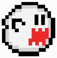 a pixel art drawing of a ghost with its mouth open