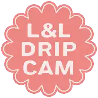a sticker that says l & l drip cam in white letters on a pink background