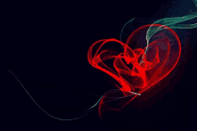 a red heart is surrounded by green lines on a black background