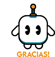 a cartoon drawing of a robot with the words gracias below it