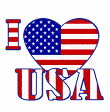 a heart shaped american flag with the words i love usa