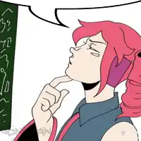 a cartoon drawing of a girl with pink hair
