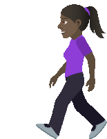 a cartoon illustration of a woman walking with a ponytail