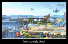 a screen shot of a video game with the words he 's so talented