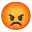 a close up of an angry smiley face with a blurred background .