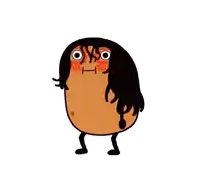 a cartoon of a potato with long hair and arms