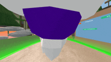 a purple object in a video game with playlist and tutorial written on the wall